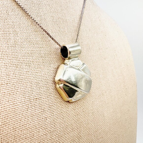 VTG Sterling Silver 925 Wrap Design Circle Pendant Necklace Size 18" Length - Picture 3 of 13